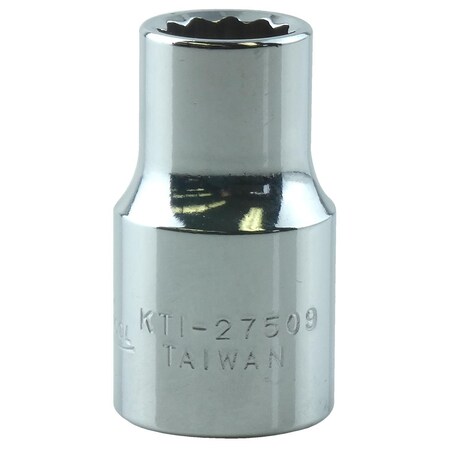 K-Tool International 3/8" Drive, 9mm Metric Socket, 12 Points, Chrome 3/8" Drive, 9mm, 12Pt KTI-27509